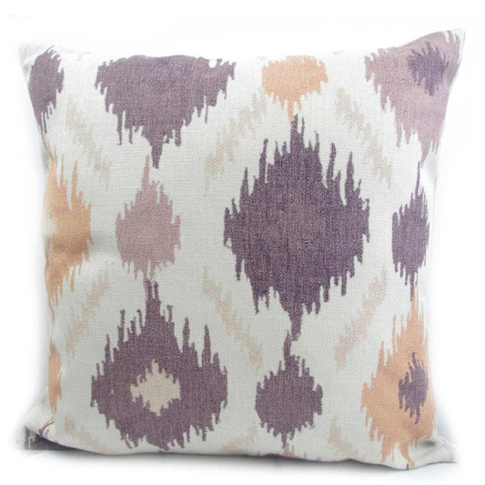 Digital Print Purple Peach Ikat Pattern Cushion Cover - Nordic Side - 