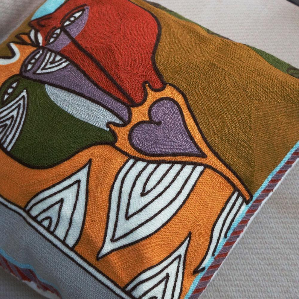 Abstract Embroidered Cushion - Nordic Side - 