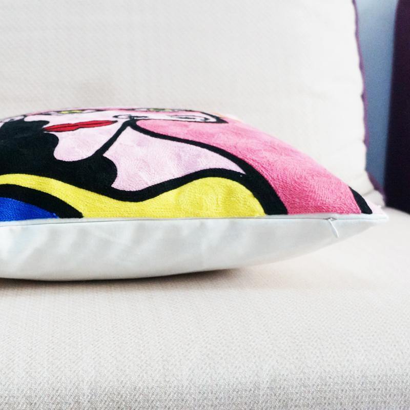 Abstract Embroidered Cushion - Nordic Side - 