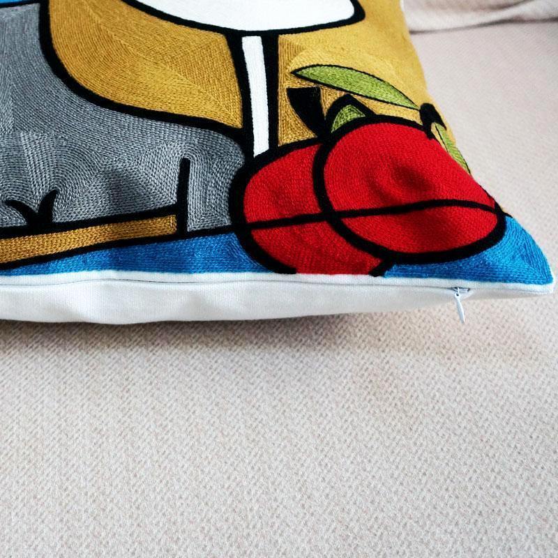 Abstract Embroidered Cushion - Nordic Side - 