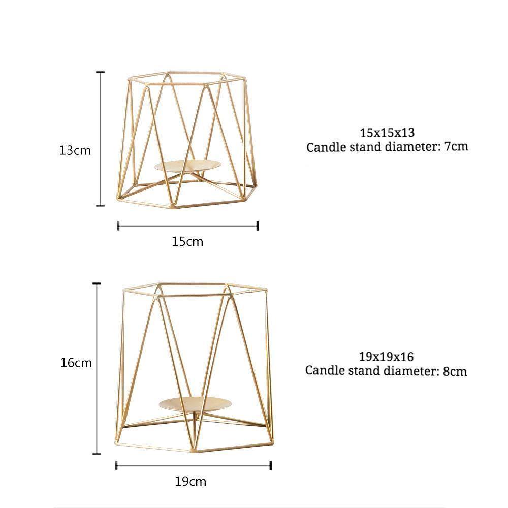 Geometric Gold Iron Candleholder - Nordic Side - 