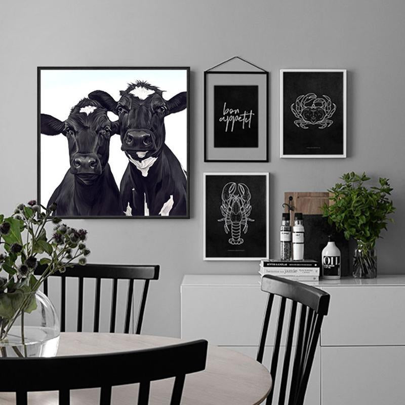 Black Cows Wall Art - Nordic Side - 