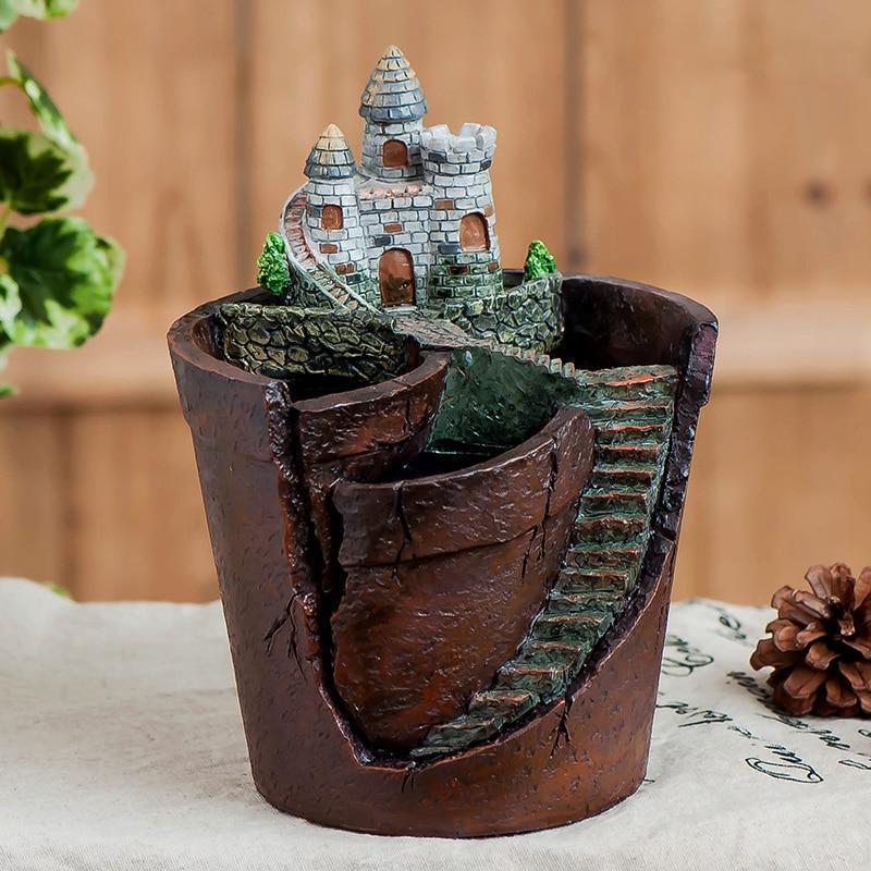 Castle Resin Pot - Nordic Side - 