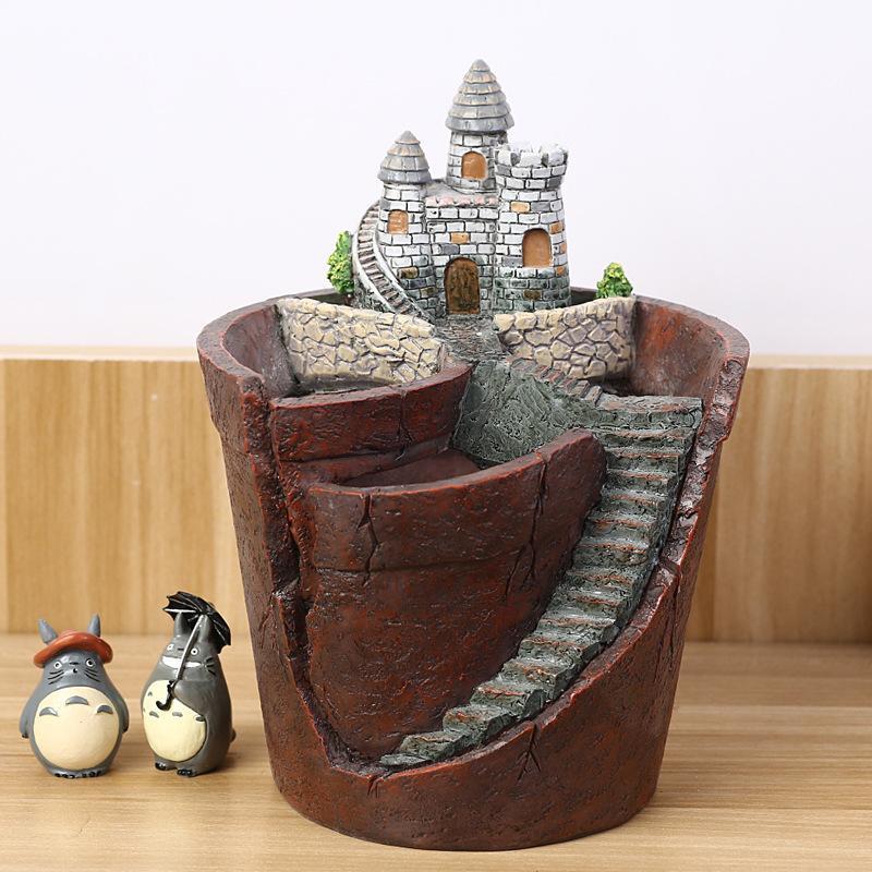 Castle Resin Pot - Nordic Side - 