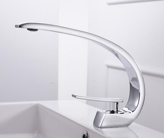 Modern Crane Design Single Handle Basin Faucet - Nordic Side - 12-11, bathroom, bathroom-collection, bathroom-faucet, fab-faucets, faucet, feed-cl0-over-80-dollars, kitchen, kitchen-faucet, m