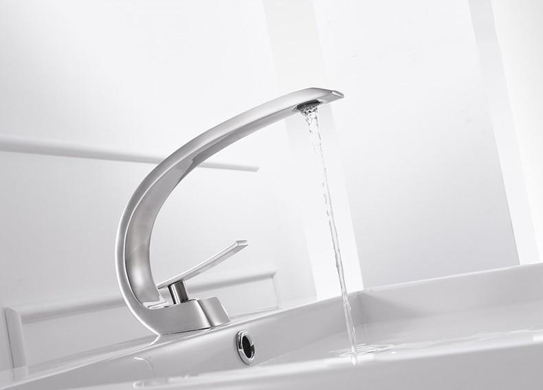 Modern Crane Design Single Handle Basin Faucet - Nordic Side - 12-11, bathroom, bathroom-collection, bathroom-faucet, fab-faucets, faucet, feed-cl0-over-80-dollars, kitchen, kitchen-faucet, m