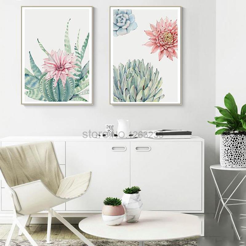 Watercolour Succulent Plants - Nordic Side - 