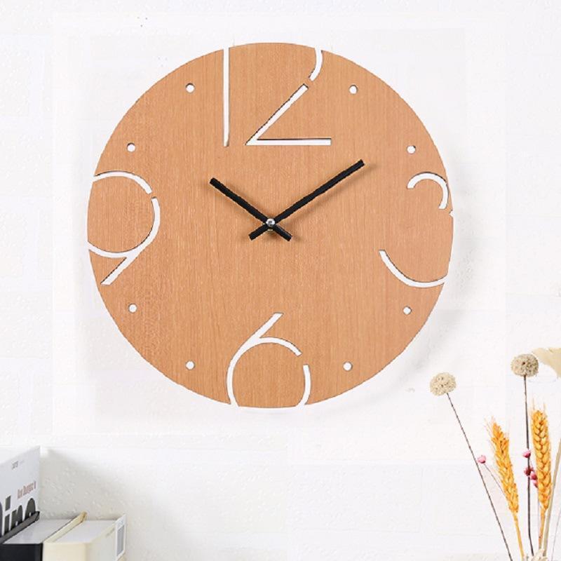 Perry - Number Hollow Out Wooden Clock - Nordic Side - 05-15, modern-wall-clock