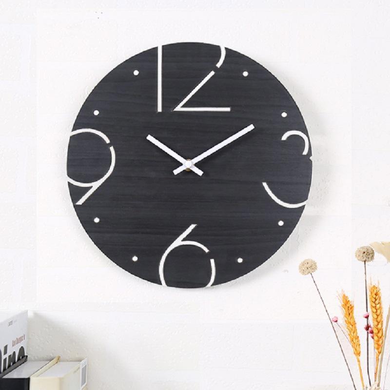 Perry - Number Hollow Out Wooden Clock - Nordic Side - 05-15, modern-wall-clock