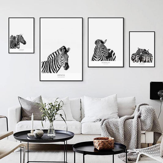 B & W Zebra Wall Art - Nordic Side - 