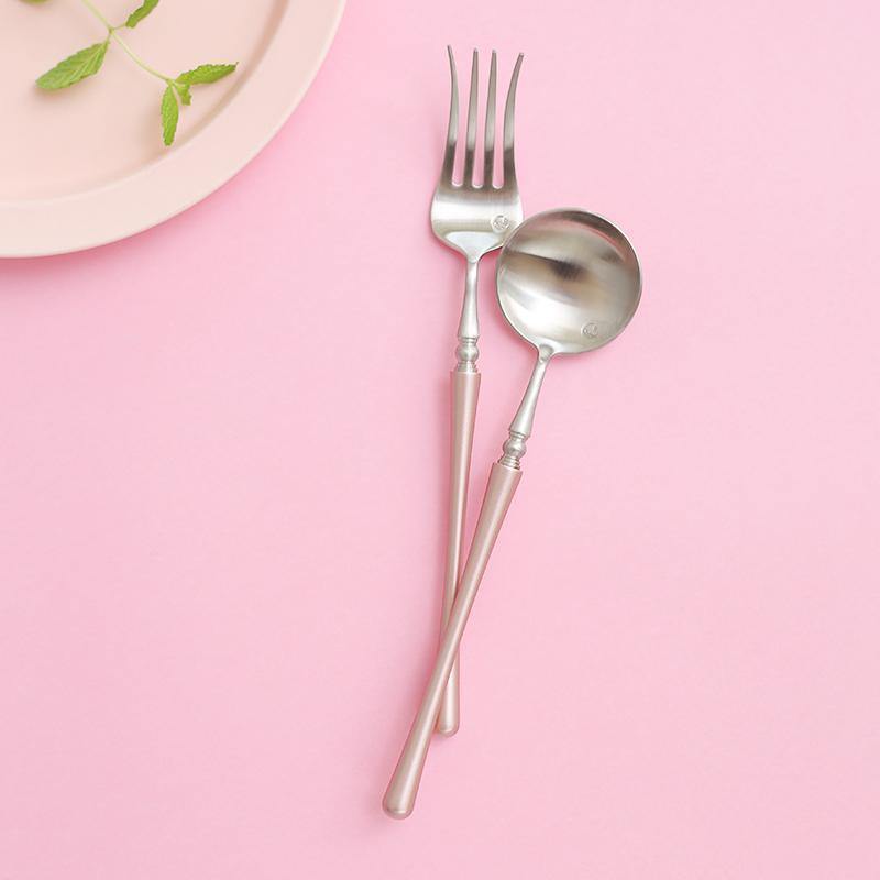 1 Pc Pink & Silver Cutlery - Nordic Side - 