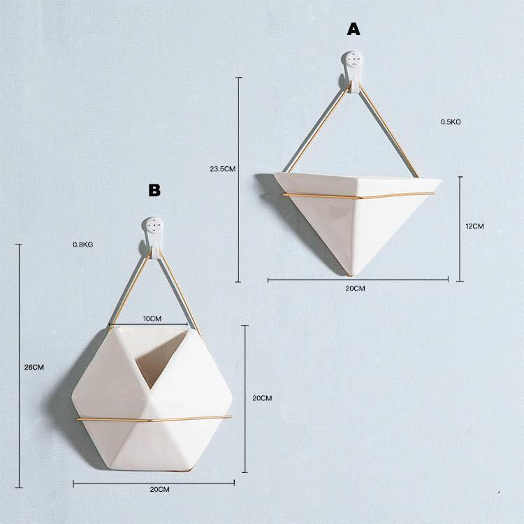 Hexagonal Ceramic Vase for Wall - Nordic Side - 