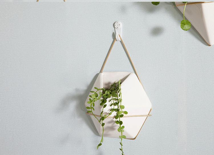 Hexagonal Ceramic Vase for Wall - Nordic Side - 