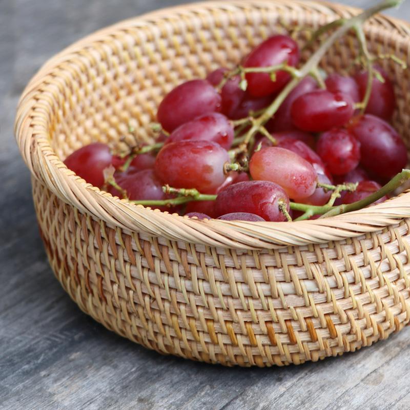 Rattan Handwoven Round Basket - Nordic Side - 