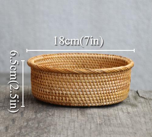 Rattan Handwoven Round Basket - Nordic Side - 