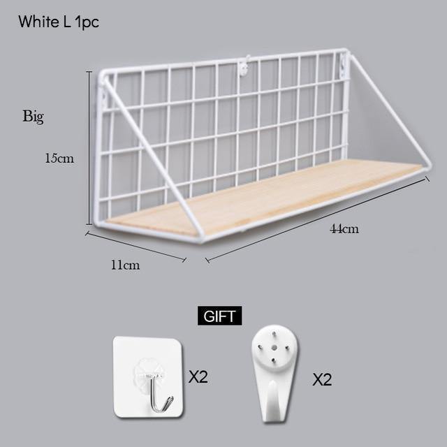 Wooden Iron Wall Shelf - Nordic Side - 