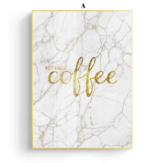 Marble with Gold Letter Wall Art - Nordic Side - 
