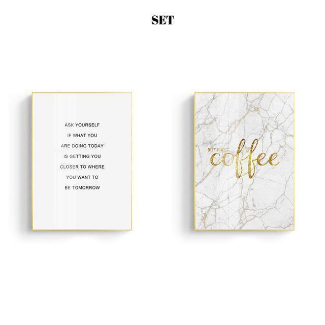 Marble with Gold Letter Wall Art - Nordic Side - 