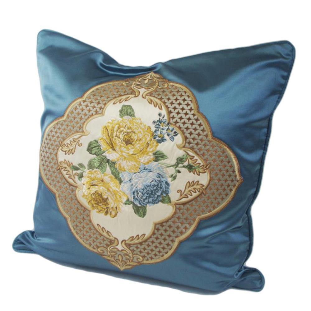 Blue Faux Silk Cushion Cover - Nordic Side - 