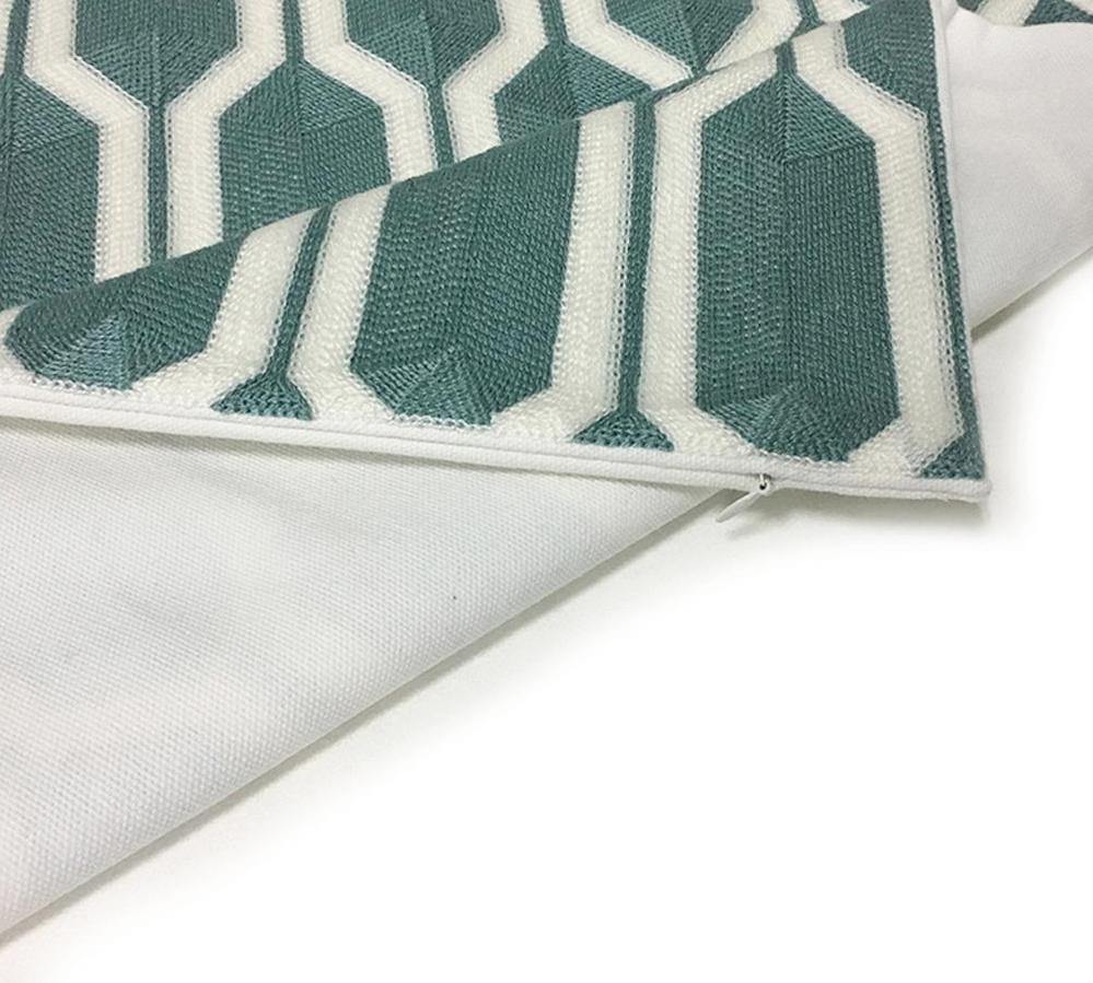 Embroidery Digital Geometric Blue Cushion Cover - Nordic Side - 