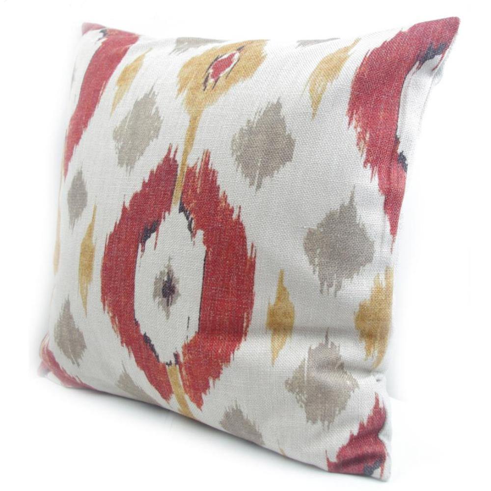 Digital Print Red Ikat Pattern Cushion Cover - Nordic Side - 