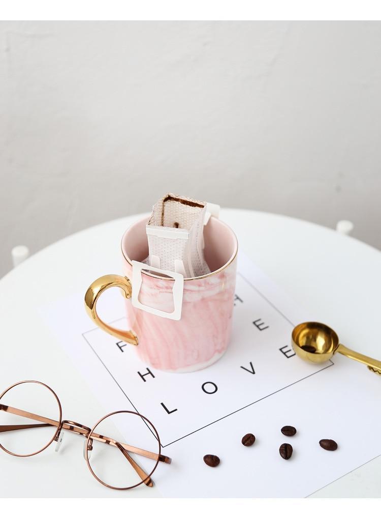 Gold Handle Marble Mugs - Nordic Side - 