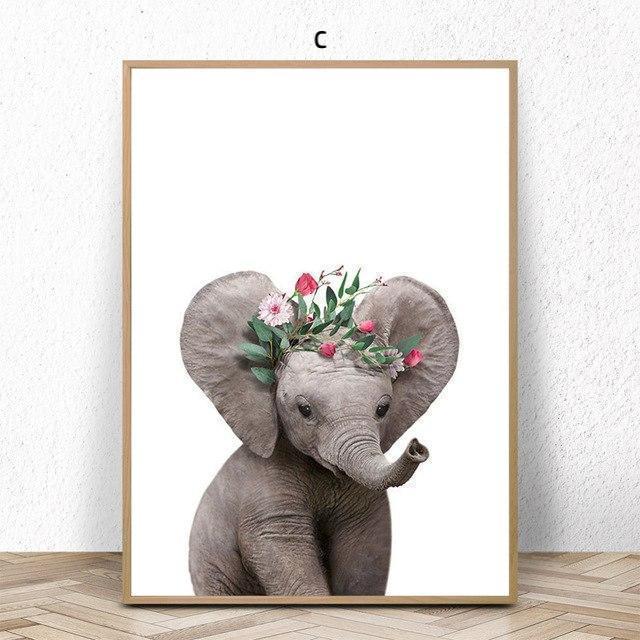 Baby Animals With Floral Hat - Nordic Side - 