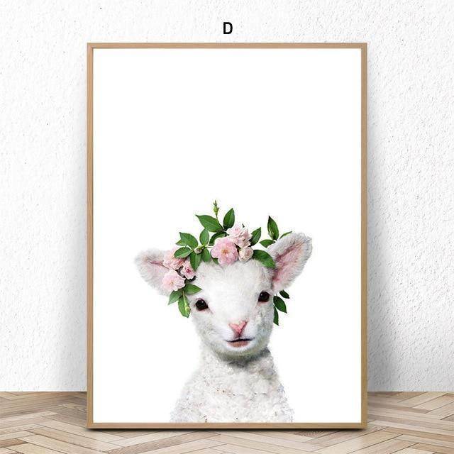 Baby Animals With Floral Hat - Nordic Side - 