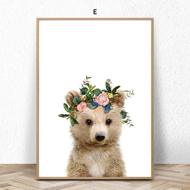 Baby Animals With Floral Hat - Nordic Side - 