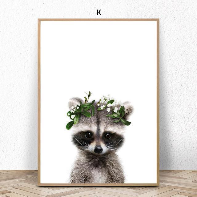 Baby Animals With Floral Hat - Nordic Side - 