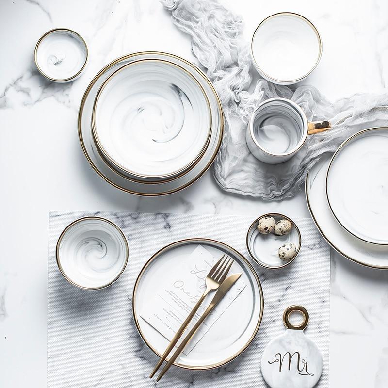 Golden Edge Marble Tableware - Nordic Side - 