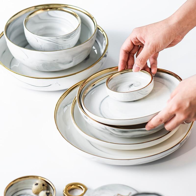Golden Edge Marble Tableware - Nordic Side - 