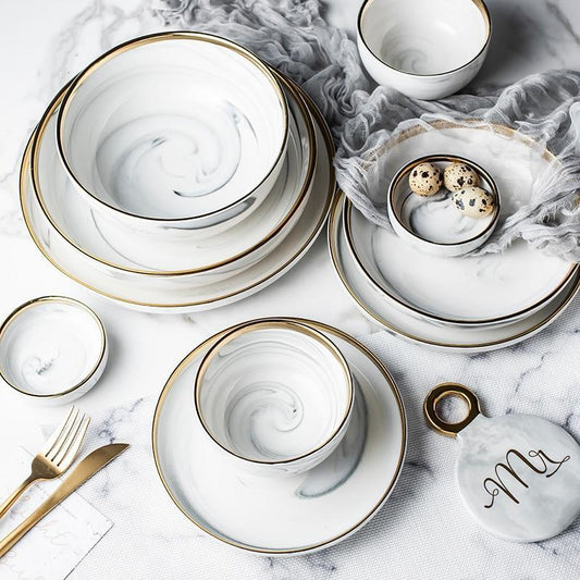 Golden Edge Marble Tableware - Nordic Side - 