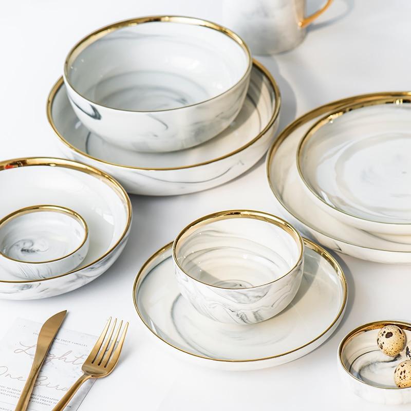 Golden Edge Marble Tableware - Nordic Side - 