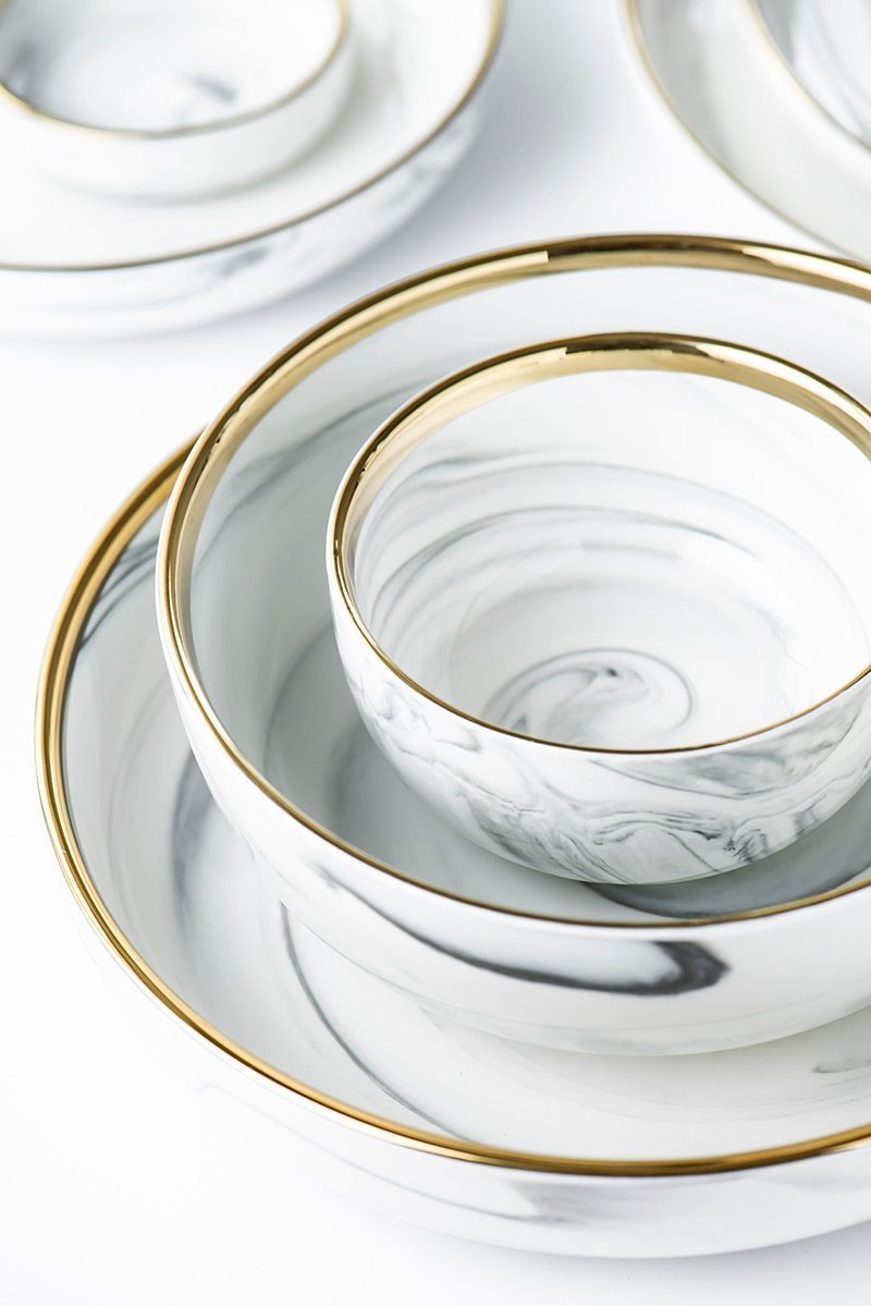 Golden Edge Marble Tableware - Nordic Side - 
