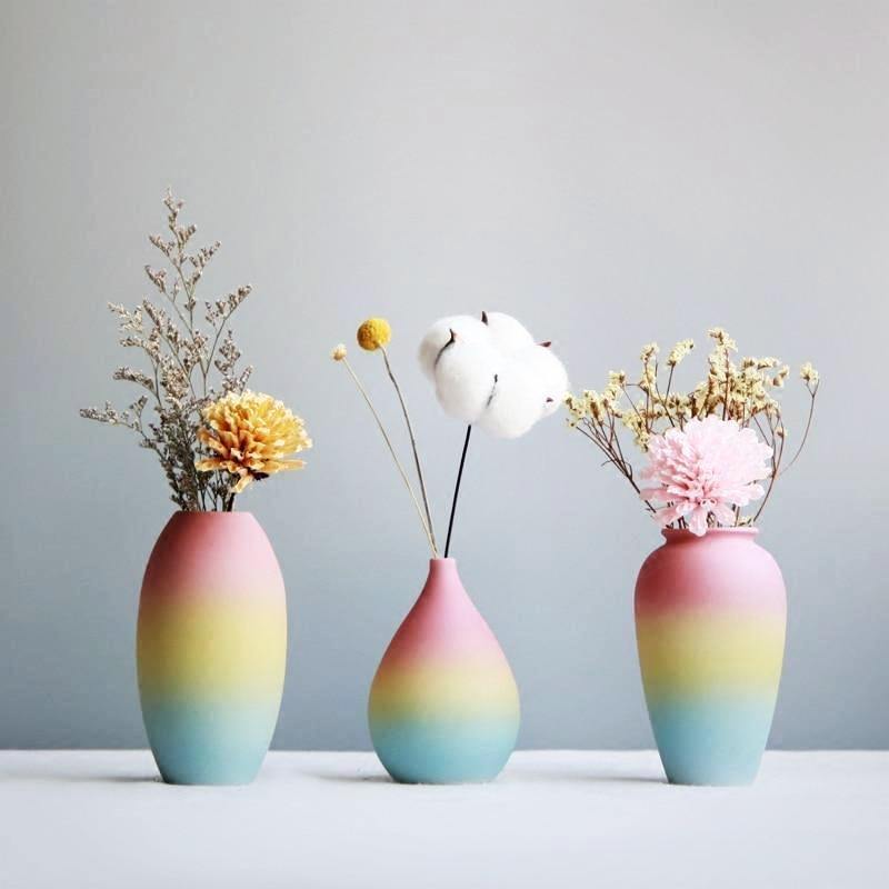 Rainbow Print Ceramic Vase - Nordic Side - 