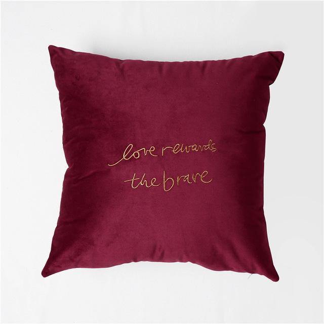 Velvet Cushion Cover With Letter - Nordic Side - 