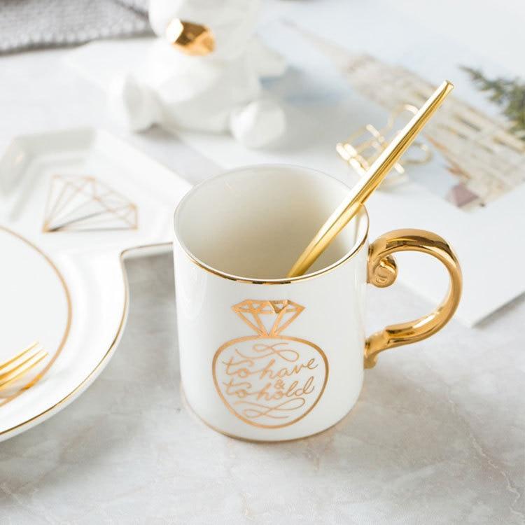 Golden Handle Mugs with Letter - Nordic Side - 