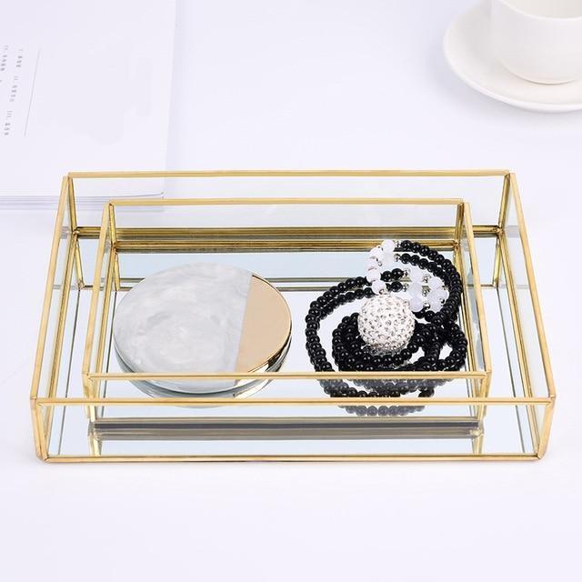 Square Golden Glass Storage - Nordic Side - 
