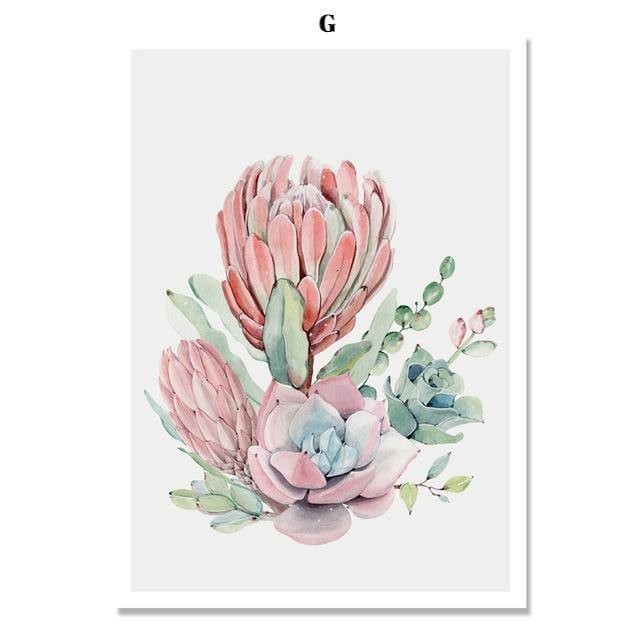 Watercolour Succulent Plants - Nordic Side - 