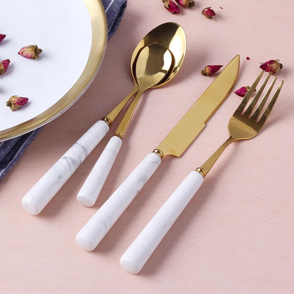 Marbled Ceramic Handle Cutlery - Nordic Side - 