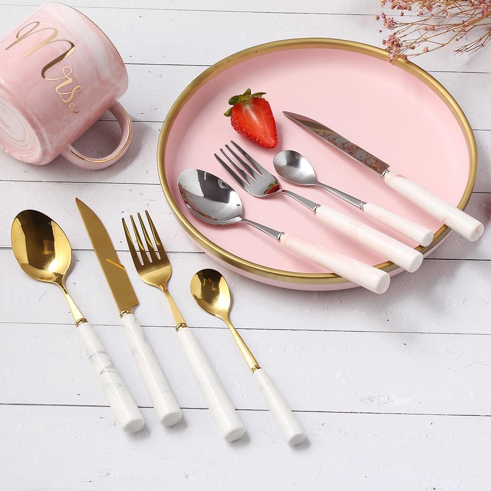 Marbled Ceramic Handle Cutlery - Nordic Side - 