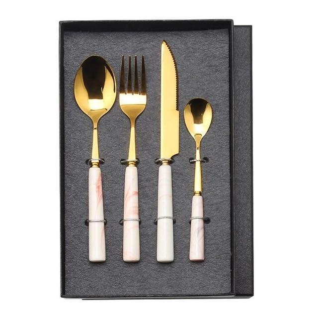 Marbled Ceramic Handle Cutlery - Nordic Side - 