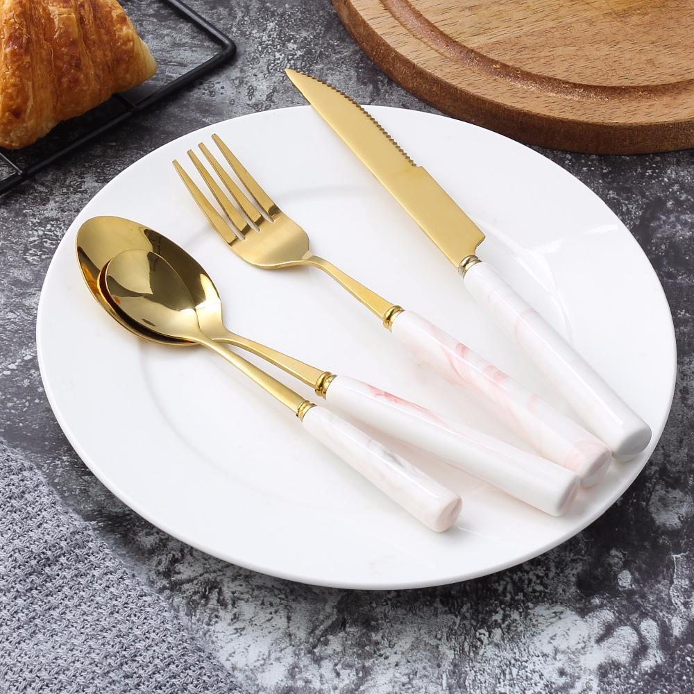 Marbled Ceramic Handle Cutlery - Nordic Side - 