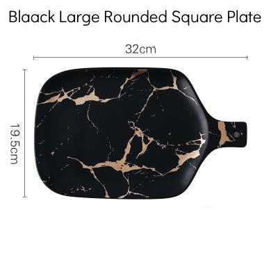 Golden Inlay Marble Octagonal Plates - Nordic Side - 