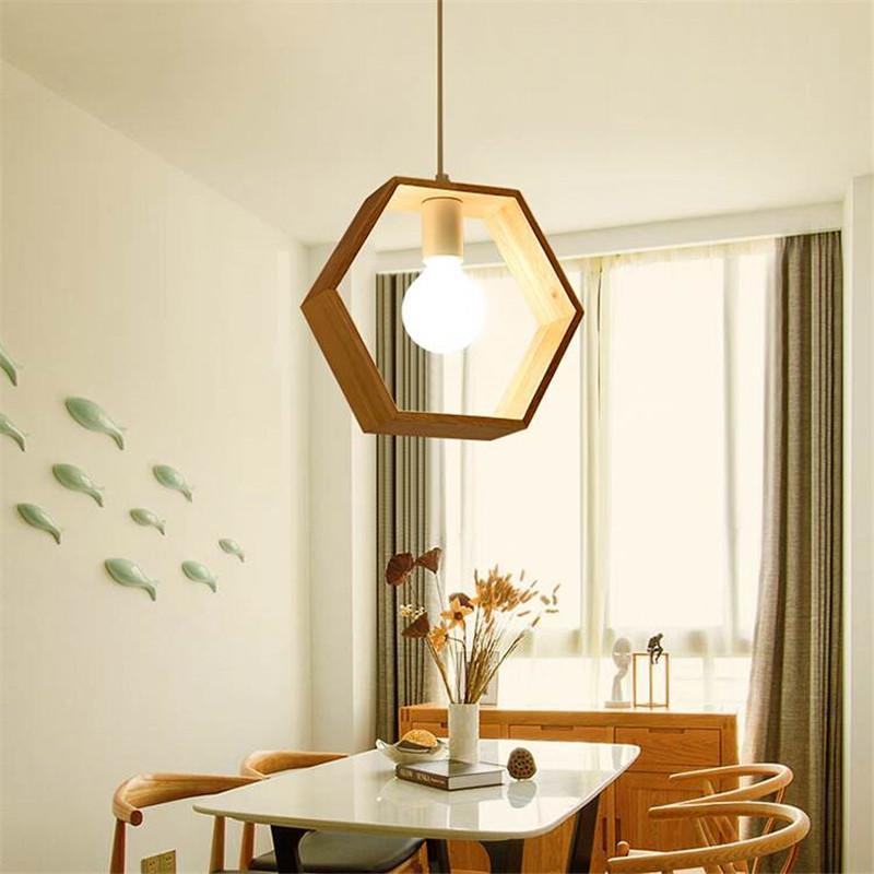 Asta - Geometric Hanging Wooden Lights For Bedroom