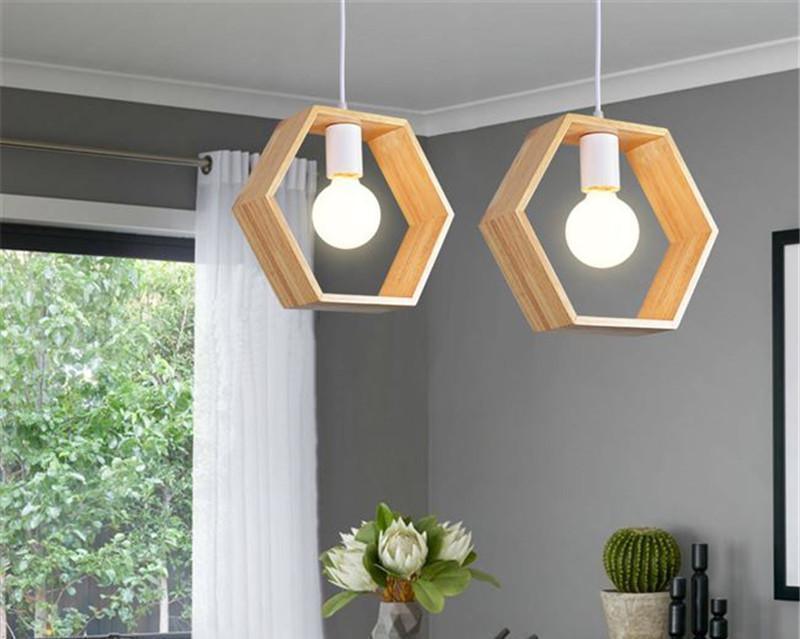 Asta - Geometric Hanging Wooden Lights For Bedroom