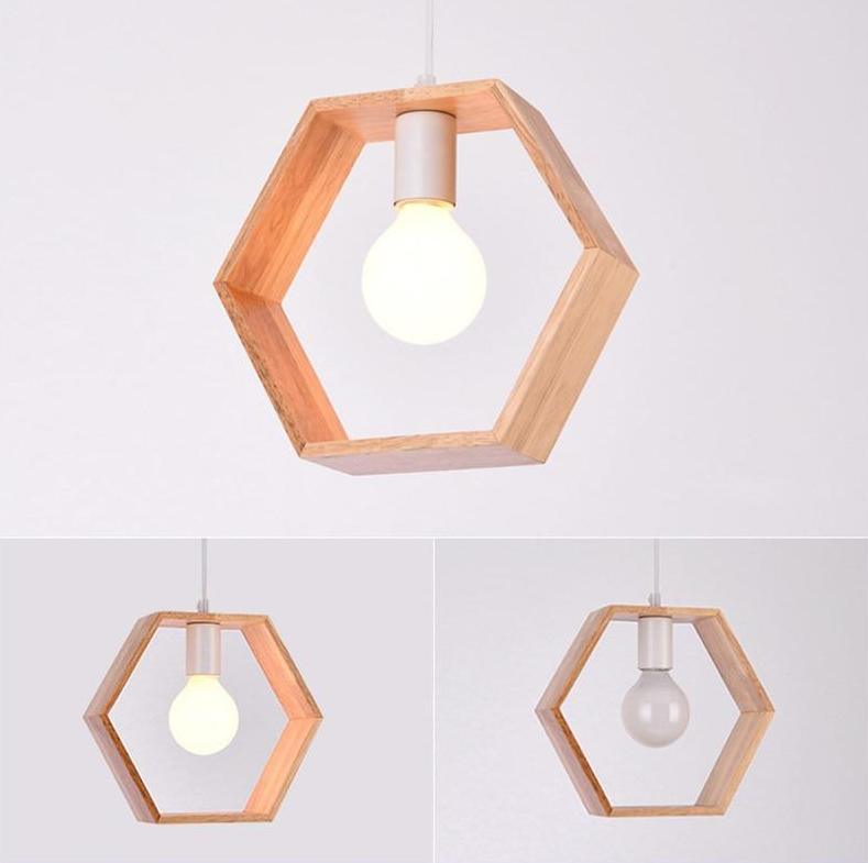 Asta - Geometric Hanging Wooden Lights For Bedroom