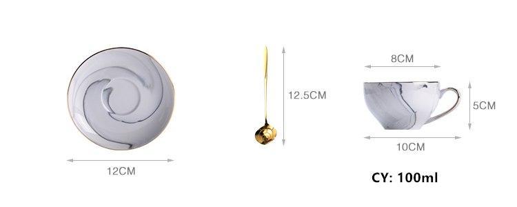 Marble Porcelain Tea Cup - Nordic Side - 