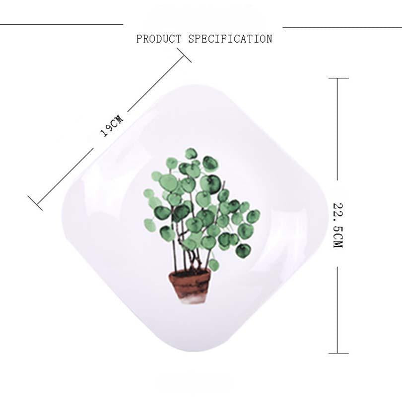 Green Leaves Square Plates - Nordic Side - 